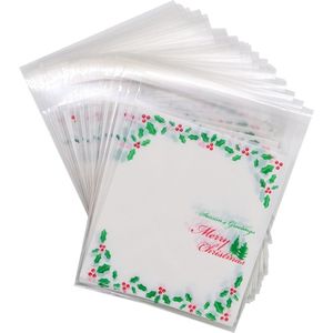 Mini Inpakzakjes – Merry Christmas | Takjes – Groen – Rood – Witte achtergrond | Traktatiezakjes - Uitdeelzakjes - Verjaardagzakjes - Feestzakjes - Inpakzakken | Traktatie - Kado - Leuk verpakt