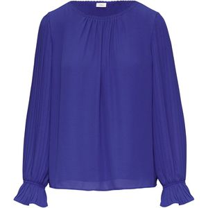 Blouse - Effen - Gedrapeerd - Plissé - Lange Mouw - Losse Pasvorm
