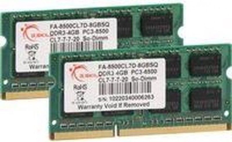 G.Skill - FA-8500CL7D-8GBSQ - RAM Geheugen - 8GB - DDR3 SO-DIMM - 1066MHz