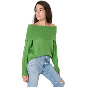 Trendyol Claret Red Carmen Kraag Gebreide Trui