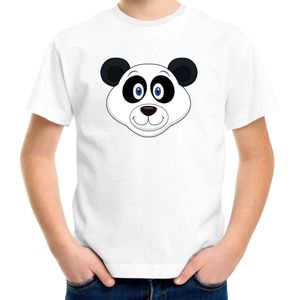 Cartoon panda t-shirt wit voor jongens en meisjes - Kinderkleding / dieren t-shirts kinderen 158/164