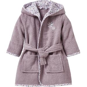 Babybadjas - Bloemetjes - Paars - Personaliseerbaar - 420 gr/m2 Katoen