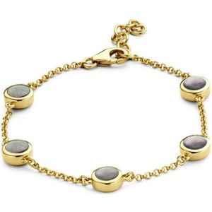Casa Jewelry - Armband Pom - Goud Verguld - Grijs - 17 cm + 3 cm Verlengketting