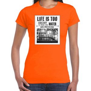 Bellatio Decorations Koningsdag verkleed T-shirt voor dames - vintage poster - oranje - feestkleding L