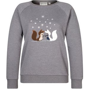 Naketano Damen Pullover Krokettenhorst 1801-0102 Dark Grey Melange (2Foxes - Appl.)-XS
