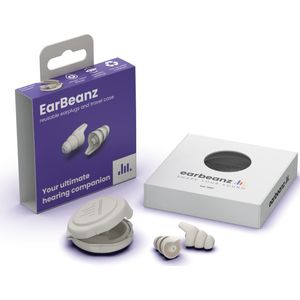 EarBeanz PartyBeanz Festival Oordoppen - Earplugs Festival - Geluidsdempende Muziekoordoppen - 19dB Gehoorbescherming - Ergonomische Oordopjes voor Festivals, Clubs en Concerten - Wit