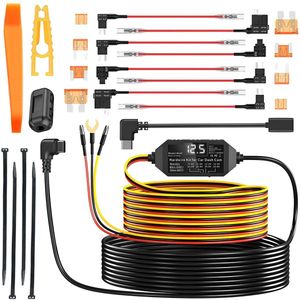 Dash Cam Hardwire Kit for Dash Cams with a USB-C Port Multi-Size Hardwire Kits Voltage Indicator 24H Parking Monitoring 12V-24V to 5V with Low Voltage Protection with Conversion A5-A8