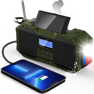 oCreon DF-588D DAB+/FM Radio - Waterdichte Bluetooth Speaker - Solar - 4000mAh - SOS (Draagbaar)