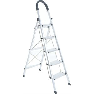 MARK TOOLS Huishoudtrap Keukentrap - 5 Treden - Huishoudladder Inklapbaar - Trapladder Opvouwbaar - Anti-Slip - Max werkhoogte: 3.0 meter