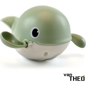 van Theo® - Badspeeltje Walvis - Opwindbaar Badspeelgoed - Water Speelgoed voor in Bad - Mint Groen - Vanaf 1 jaar