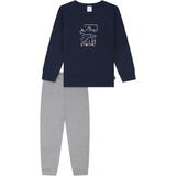 SCHIESSER - Boys World - Nachtkledij - Navy / Grijs Gemêleerd - Katoen