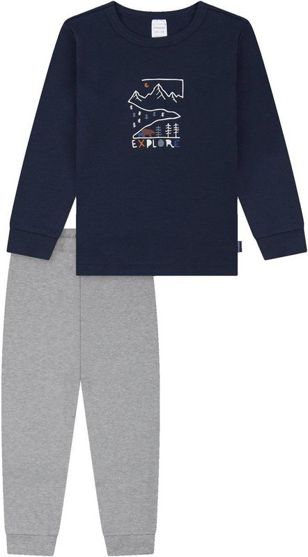 SCHIESSER - Boys World - Nachtkledij - Navy / Grijs Gemêleerd - Katoen
