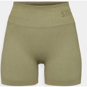 Stronger - Rib Seamless Bike Shorts - Dames - Groen - Maat L
