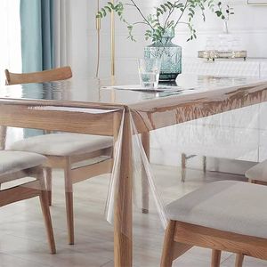 Doorzichtige-Transparant PVC Tafelzeil-Tafelbladbeschermer-Waterdicht-Wasbaar-Helder Tafelkleed Voor Rechthoekige Eettafel, Binnen, Buiten En Keuken-140x240cm-0,20mm