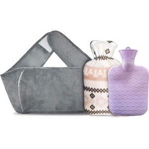 Livano Warmwaterzak Met Hoes - Warmwaterkruik - Warmtekussen - Warmtekruik - Knuffel - Kruik - Bag - 3-Pack