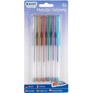 Kantoor & school - schrijfwaren - pennen - 6x metallic gelpennen