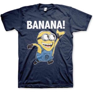 Minions Heren Tshirt -XL- Banana! Blauw