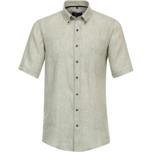 Casa Moda Groen Linnen Overhemd Korte Mouw Button Down Boord - L