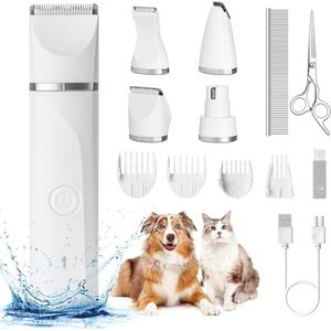 Stille Hondentondeuse en Poottrimmer 4 in 1 - Draadloze, Oplaadbare en Waterdichte Verzorgingsset voor Honden en Katten