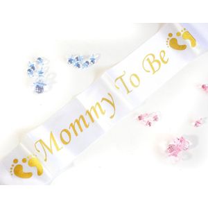 Babyshower Sjerp Mommy To Be - Babydouche® Versiering voor zwangere Goud en Wit Speciaal voor Baby shower decoratie en Gender Reveal