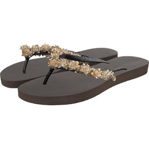 Uzurii Precious Bloom Gold Dames Slippers Coffee | Bruin | Kunststof | Maat 39/40 | 18.173.03