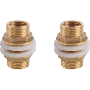 - 2 stuks regentondoorvoer schroefverbinding van messing voor kranen, regentonnen en tanks