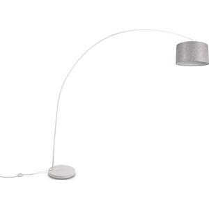 LED Vloerlamp - Trion Yavas - E27 Fitting - Voetschakelaar - Rond - Mat Wit - Metaal