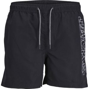 Jack & Jones Heren Zwemshorts JPSTFIJI Double Logo Effen Zwart - Maat XS