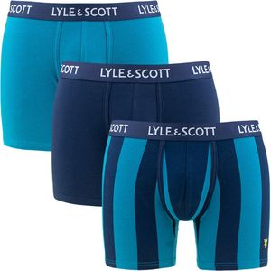 Lyle & Scott 3P long boxers elias stripe blauw - S