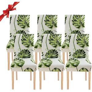 Stoelhoezen set van 6 universele stretch stoelhoezen set van 6 moderne stoelhoezen schommelstoelen elastisch duurzaam stoelhoezen voor eetkamer banketdecoratie bladeren beige