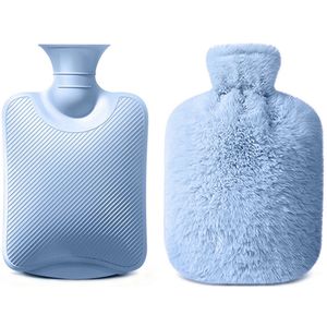 Kruik - 2 liter kruik - met zachte fleece hoes - een onmisbaar hulpmiddel om warm te blijven in de winter - gemaakt van PVC - geschikt voor gebruik op de rug, nek, schouders, spieren of buik.