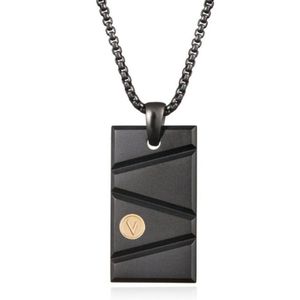 Mannen Venetiaanse Schakelketting met Zwarte Dogtag Hanger