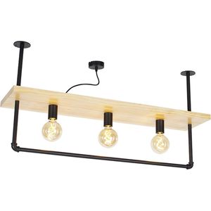 QAZQA shelf - Industriele Plafondlamp - 3 lichts - L 100 cm - Zwart - Industrieel - Woonkamer | Slaapkamer | Keuken