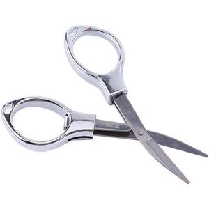Portable Mini Folding Scissors - Stainless Steel, Foldable Keychain Design - Ideal for Fishing, Blister Card Packaging Included - Perfect for Travel (Silver)
