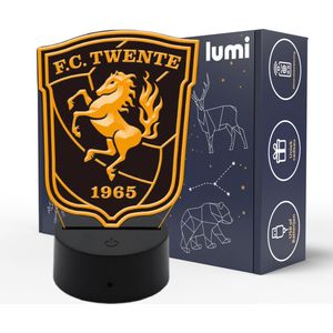 Lumi 3D Nachtlamp - 16 kleuren - FC Twente - Enschede - Voetbal - LED Illusie - Bureaulamp - Sfeerlamp - Dimbaar - USB of Batterijen - Afstandsbediening - Cadeau