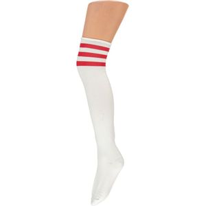 Apollo - Cheerleaders sokken - Cheerleader kousen - Wit/Rood - One size - Cheerleader kostuum dames - Carnavalskleding - Cheerleader