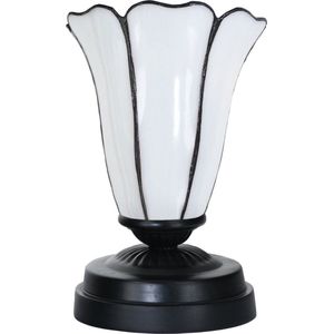 Art Deco Trade - Tiffany lage tafellamp zwart met Liseron ""Akkerwinde