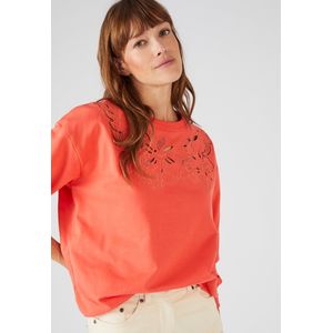 Damart - Sweater met broderie en guipure in zuiver katoen - Dames - Roze - XXL
