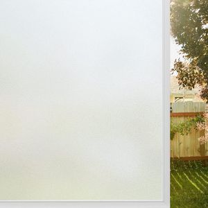 Raamfolie, ondoorzichtig, zichtwerende folie, raam, zelfklevend, melkglasfolie, statisch hechtend, 60 x 400 cm, zonder lijm, folie, raam, inkijkbescherming, anti-uv, voor thuis en kantoor, mat wit