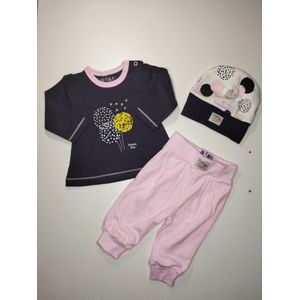 Nini - Outfit Sophie - 3-delige set - Shirtje, broekje, mutsje - Maat 68 - 4 t/m 6 maanden