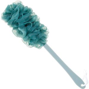 Badborstel - Badscrub voor de Rug, Loofah Badborstel met Lange Steel, Stokvormige Zachte Nylon Mesh Spons, Geschikt voor Baden voor Mannen, Vrouwen, Kinderen en Ouderen, Exfoliërende en Reinigende Loofah, Geschikt voor Alle Huidtypen (Blauw)