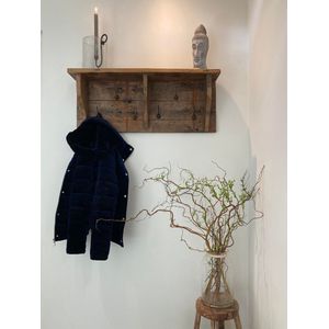 Landelijke kapstok - 90 cm - hout - houten wandkapstok - hangend kapstok - houten kapstok - landelijke decoratie