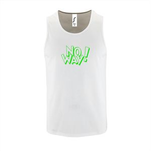 Witte Tanktop sportshirt met ""No Way"" Print Groen Size S