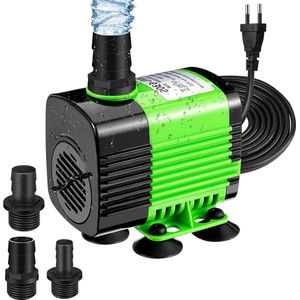 Dompelpomp 2000 l/u 30 W ultra stil mini-waterpomp - aquariumpomp met 3 sproeiers - kleine aquariumpomp fonteinpomp met 4 zuignappen - kabel 19 m fonteinpomp