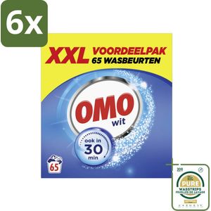 Omo - Waspoeder - Wit - Stralend schoon - Ook in 30 min - 5 kg - 65 Wasbeurten - Voordeelverpakking - 6 stuks - Wasmiddel - Vlekken verwijderen