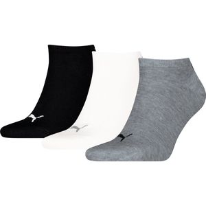 PUMA - Sportsokken Heren- Maat 47 - 49 cm - ( 3 - paar ) Sneaker Sokken mannen sokken - Zwart/Grijs/Wit