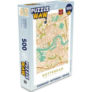 Puzzel Stadskaart - Rotterdam - Vintage - Legpuzzel - Puzzel 500 stukjes - Plattegrond