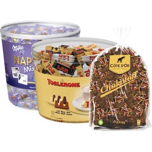 Milka Naps Mix - 207 mini's - Toblerone Mixbox Horeca 904 gram - Côte d'Or Chokotoff chocolade snoepjes - 2,5KG - Snoepjes - Chocolade - Voordeelverpakking