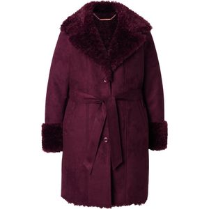 MIAMODA MIAMODA - Dames - Jas A-lijn FakeFur-binnenzijde reverskraag - Donker kersenrood - Maat 42