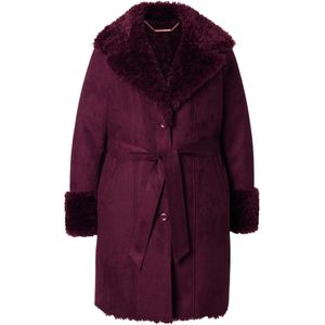 MIAMODA MIAMODA - Dames - Jas A-lijn FakeFur-binnenzijde reverskraag - Donker kersenrood - Maat 42